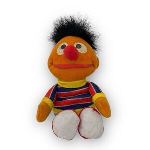 1997 Tyco Sesame Street Ernie Beanbag Stuffed Plush 8" Vintage Flawed